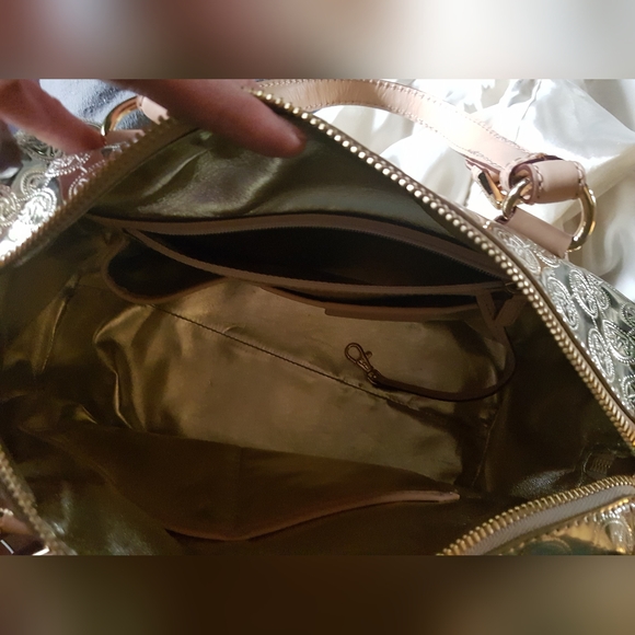 Michael Kors Gold Metallic Grayson Boston Speedy Bag - Picture 2 of 3